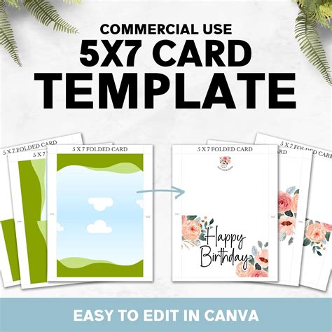 X Folded Card Template Canva Template Commercial Use X Greeting