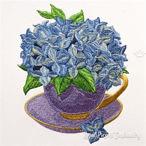 Machine Embroidery Design Hydrangea In The Teacup Royal Present