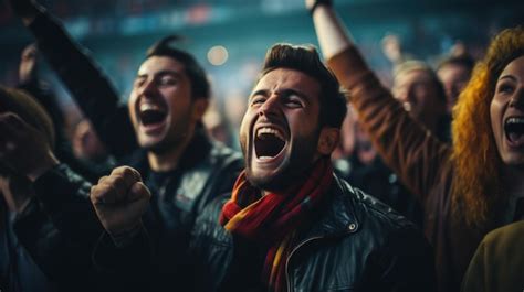 Premium Photo | A photograph of a cheering crowd in a football stadium