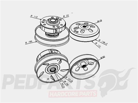 Complete Clutch Rear Pulley SH PCX 125 Pedparts UK