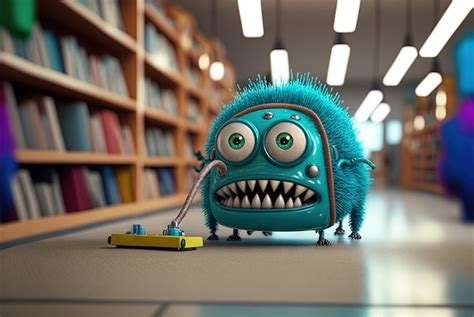 Premium Ai Image Vacuum Cleaner Cute And Funny Monster In The Room