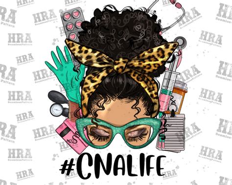 Afro Latina Messy Bun Cna Life Png Sublimation Design Messy Etsy