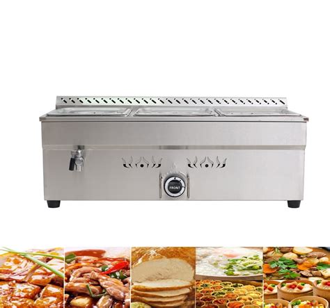 Preasion 3 Pan Lp Gas Food Warmer Catering Kitchen Steam Table Cooking