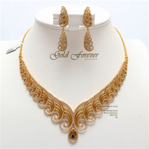 22 Carat Indian Gold Fancy Necklace Set 52 5 Grams Code NS1005 Gold