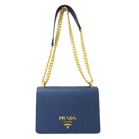 【楽天市場】prada プラダサフィアーノチェーンショルダーブルー1bd133ブランドバックabランク78【中古】：ワンダー