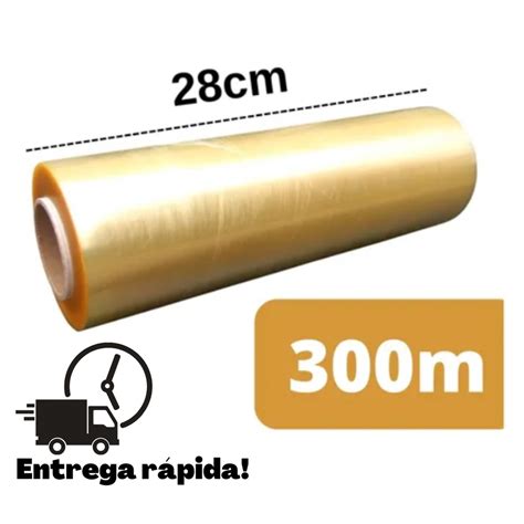 Rolo Bobina Plastico Filme Pvc Esticavel Resistente 28cm X 300m