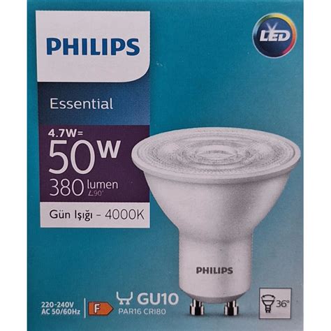 Philips Essential Gu10 Duy 4000k Günışığı 4 7 Watt 380 Lumen Led Ampul