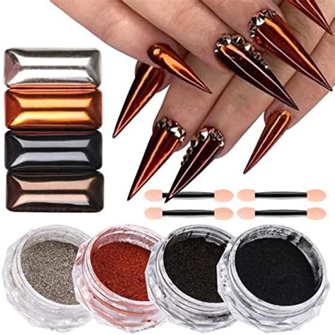 24Pcs Chrome Nail Powder Set Glitter Metallic Mirror Effect Holographic