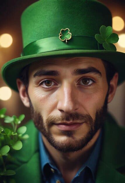 Premium Photo St Patricks Day Abstract Background Clover Green Hat Gold Coins Leprechaun Hat