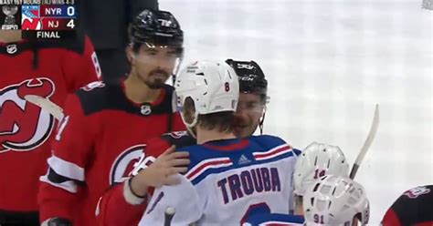 Trouba And Meier Embrace In Handshake Line After Huge Open Ice Hit