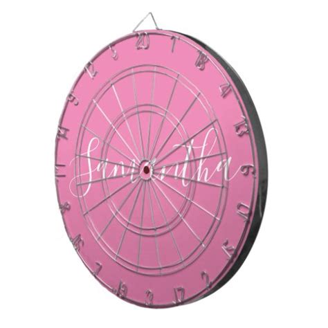 Personalized Name White Script On Pink Dart Board Zazzle