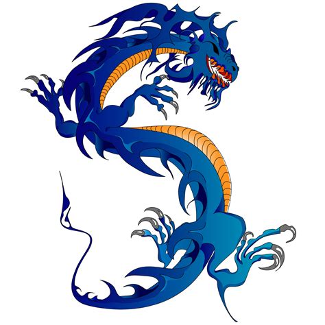 Blue dragon rising on white background vector illustration 11332768 ...