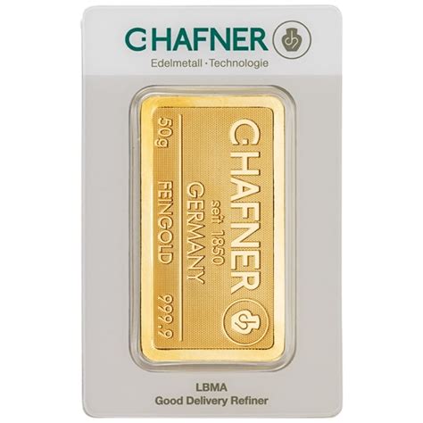 50g Gold Bar C Hafner Minted From 3 668 BullionByPost