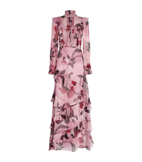 Womens Erdem Pink Ruffle Detail Floral Gown Harrods Uk