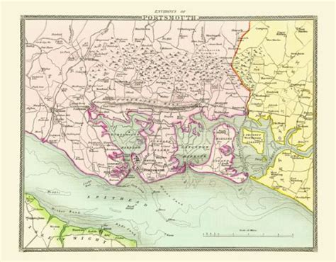 Amazon Thomas Moules Map Of Portsmouth Colour Print Of Map Of