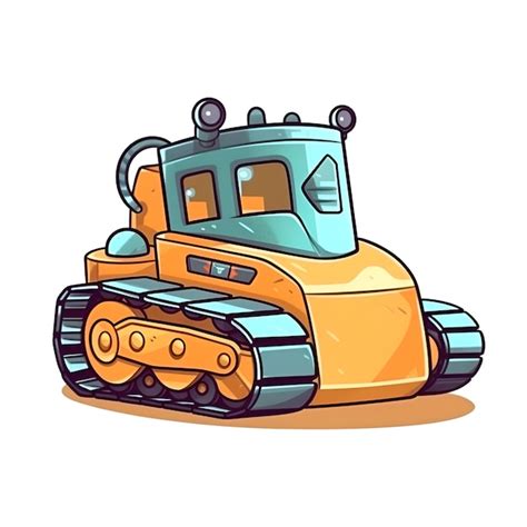 Bulldozer de dibujos animados aislado sobre fondo blanco ilustración