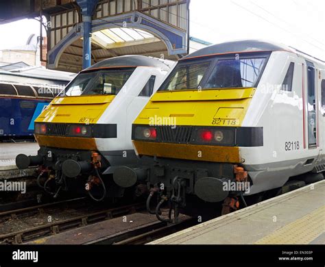 Abellio Greater Anglia Class 82 Electric Locomotive At The Head Of A Train Just Arrived In