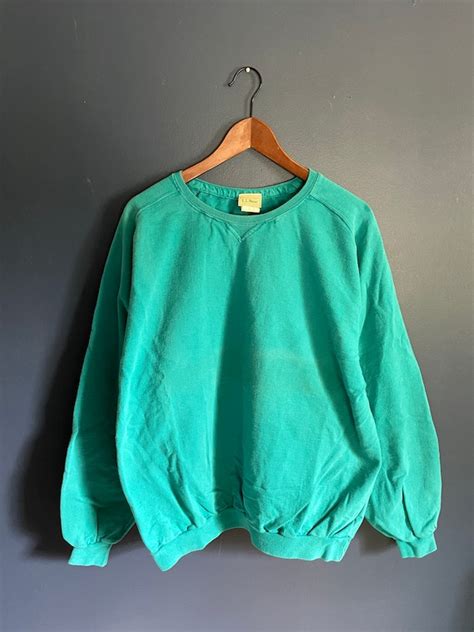 Vintage 90s Ll Bean Usa Made Blank Crewneck Sweatshirt Size Etsy