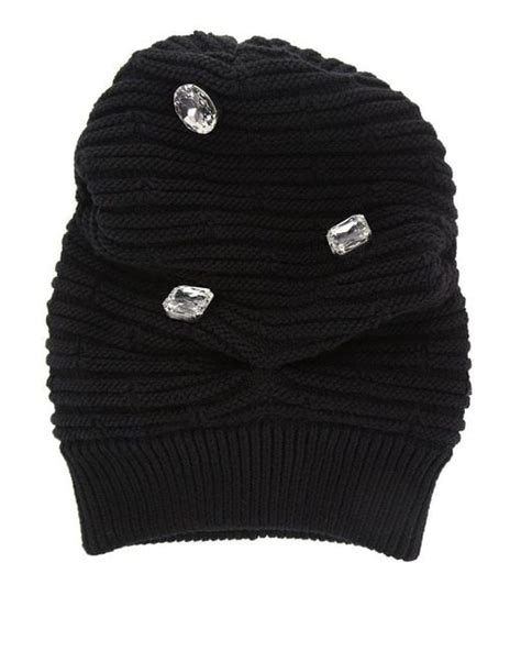 Moschino Embellished Chunky Ribbed Knit Beanie In Black Lyst Uk