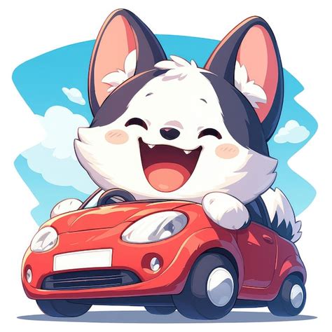 Un Chien Conduit Une Voiture Dans Le Style Des Dessins Anim S