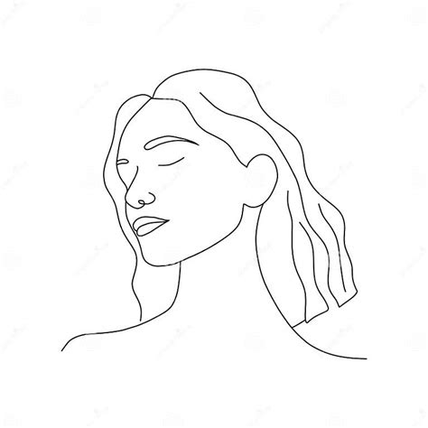 Woman Face Line Art Abstract Minimal Female Portrait Hand Drawn