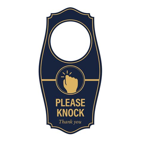 Signs Bylita Please Knock Thank You Door Hanger Navy Blue Gold 4 X 8