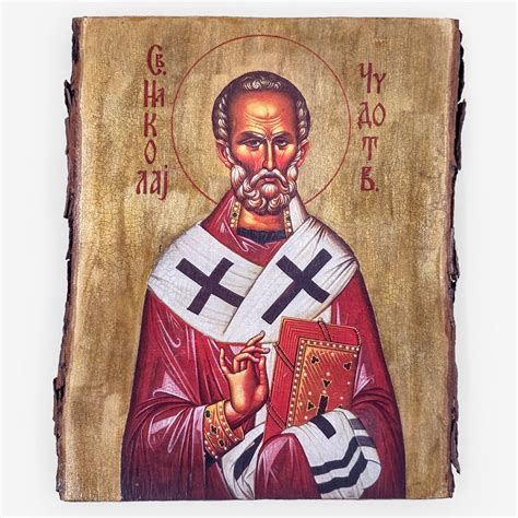 Sveti Nikola Saint Nicholas. Icon on Live Edge Wood - Etsy