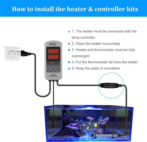 Auto Submersible Heater For Fish Tank 15 30 Gallon With External Led