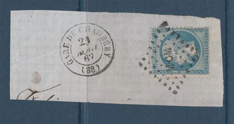 TIMBRE FRANCE NAPOLÉON 20c bleu sur Fragment Ambulant MCM num 22