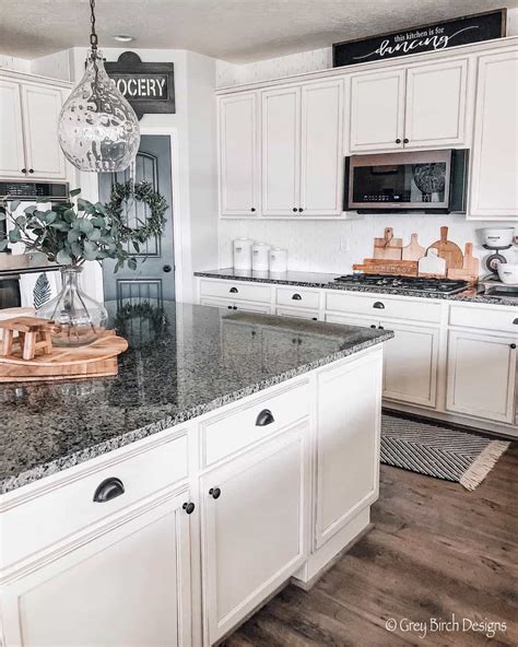 White Farmhouse Kitchen with Black Cabinet Hardware - Soul & Lane