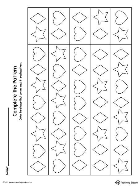 Pattern Worksheets For Kids