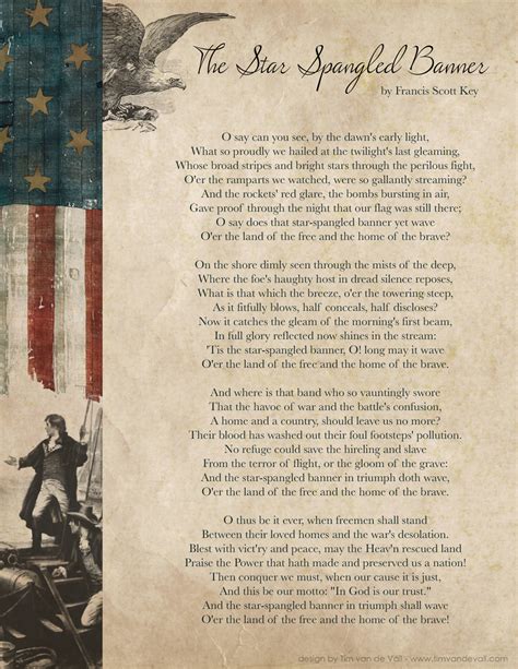 The Star Spangled Banner Lyrics Tims Printables