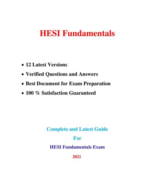 HESI Fundamentals OVER 800 QUESTIONS WITH ACCURATE ANSWERS 12 Latest