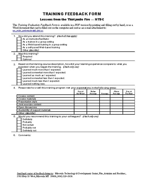 Free Employee Training And Feedback Form - PDFSimpli