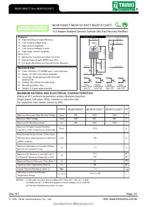 MUR1080CT Datasheet PDF Thinki Semiconductor Co Ltd