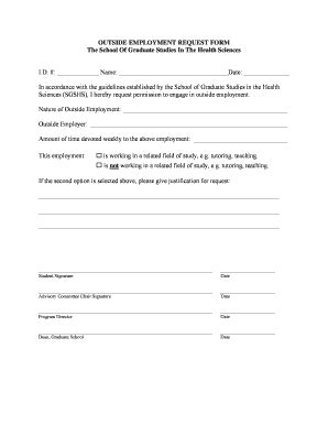 Fillable Online Umc Outside Employment Request Form The School Of