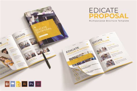 edicate brochure template graphic  vuniratemplate creative fabrica