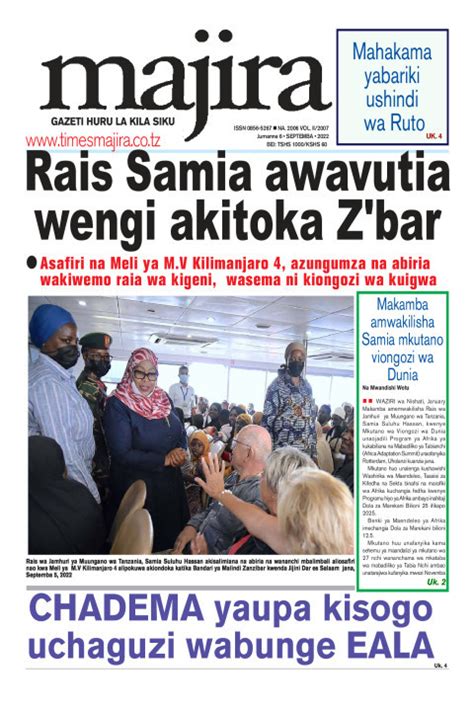 Habari Kubwa Za Magazeti Ya Tanzania Leo Jumanne Septemba