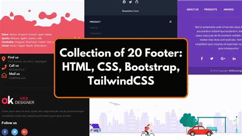 Collection Of 20 Website Footer HTML CSS Bootstrap TailwindCSS