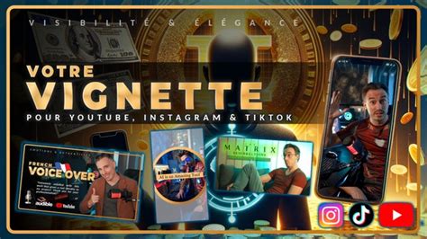 Je vais créer votre miniature vignette youtube tiktok instagram par