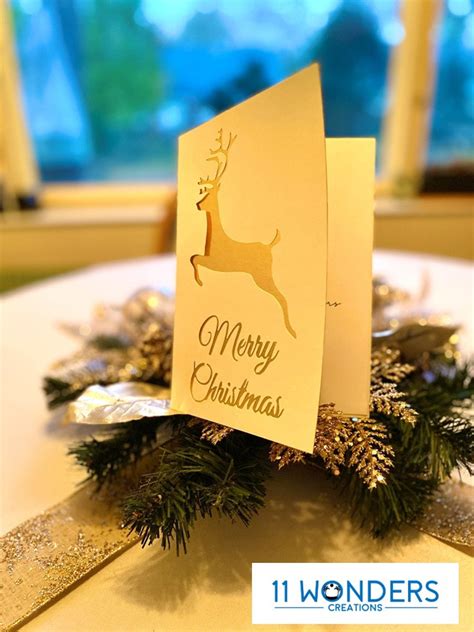 Reindeer Merry Christmas Greeting Card Winter Holiday | Etsy