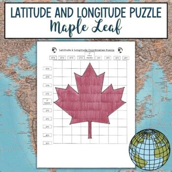 Latitude And Longitude Practice Puzzle Review Activity Maple Leaf