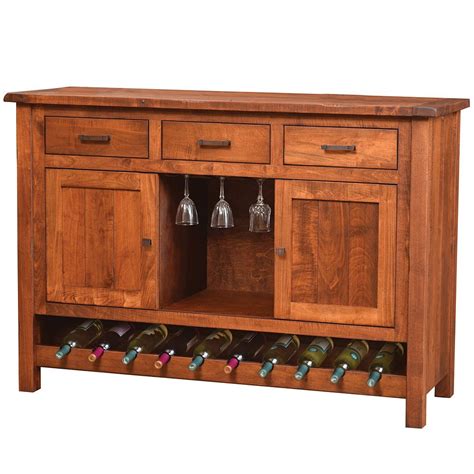 Riverstone Amish Buffet With Sliding Doors Sap Cherry Cabinfield Wine Cabinets Rustic Style