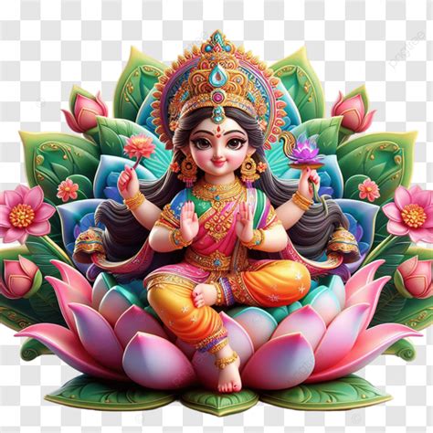 Deusa Mitol Gica Hindu Lakshmi Mata Na Flor De L Tus Png Lakshmi Puja