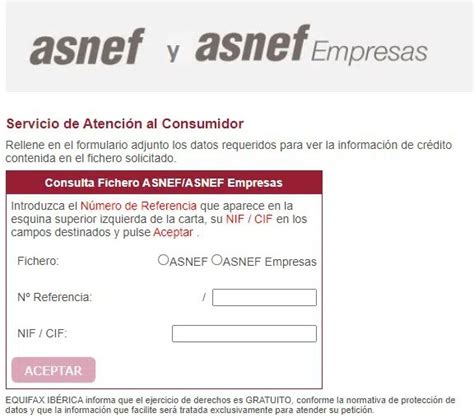 Contacto Y Modelo De Carta Asnef Para Consultar El Fichero