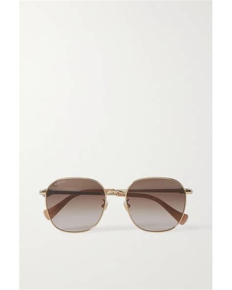 Gucci Round Frame Gold Tone And Acetate Sunglasses In Metallic Lyst