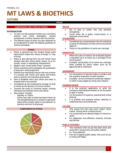 Mt Laws Bioethics Notes Perasol G 1 Mt Laws And Bioethics Lecture