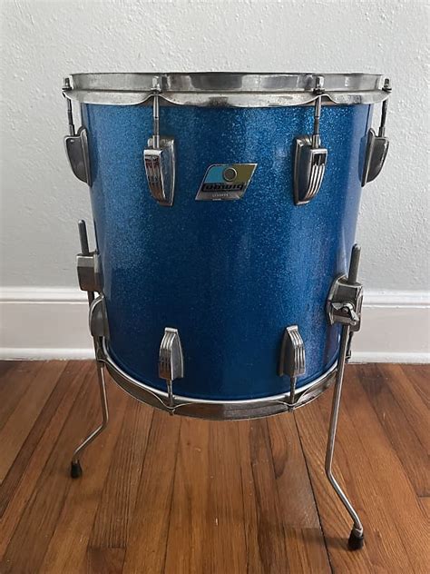 Ludwig 14x14 Floor Tom 1972 Blue Sparkle Reverb