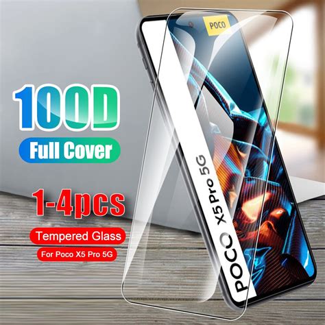 1 4Pcs For Xiaomi Poco X5 Pro 5G Tempered Glass Screen Protector Pocco