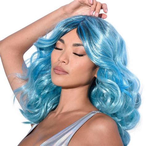 Blue Medium Length Curly Wig Party City